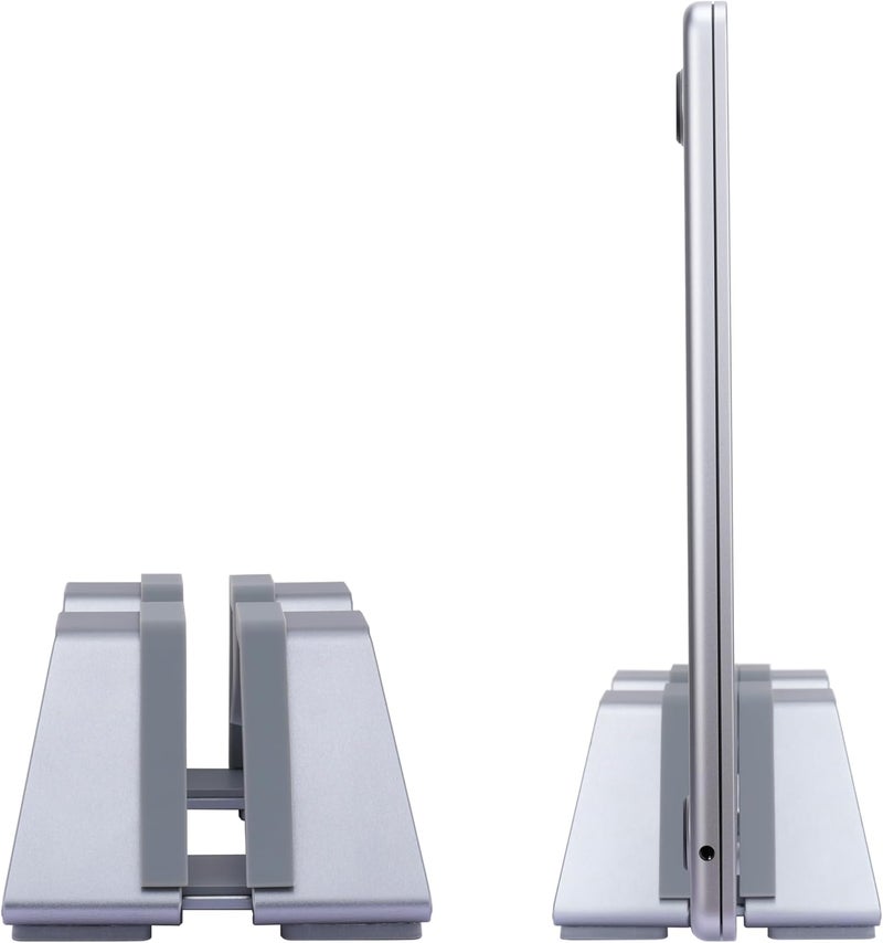 Psitek Adjustable Vertical Laptop Stand - Aluminum, Universal Fit for All Laptops (10-30mm Thickness) - Fashion Design, Adjustable Width, Anti-Slip & Scratch-Resistant, Patented Design - Image 1